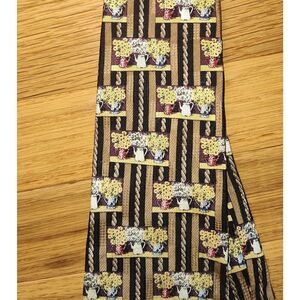 The Bob Timberlake Collection 100% Silk Tie Floral gold black USA